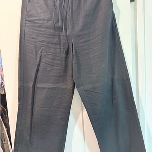Women's Black Linen Drawstring Pants